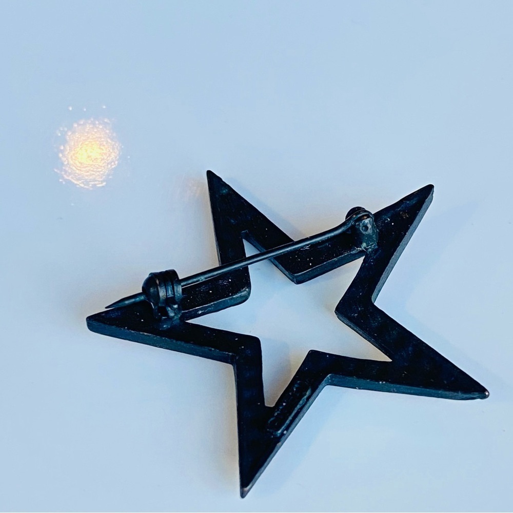 Vintage Signed Don-Lin Large Sparkling Amber Crystal Star Brooch Pin - Picture 3 of 5